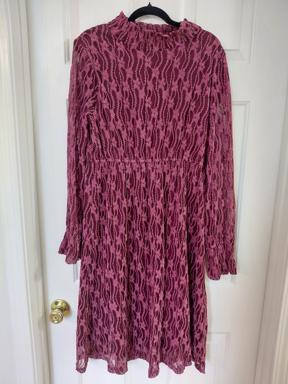 POLAGRAM Long Sleeve Lace Dress in Rose